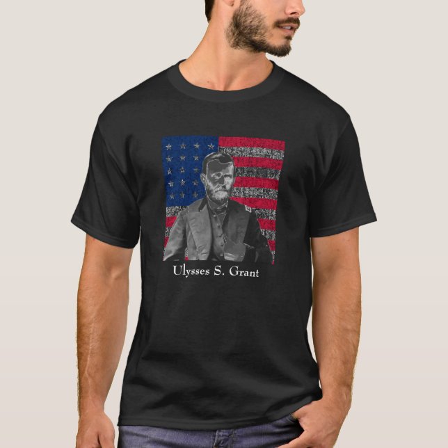 General Grant und die amerikanische Flagge T-Shirt (Vorderseite)