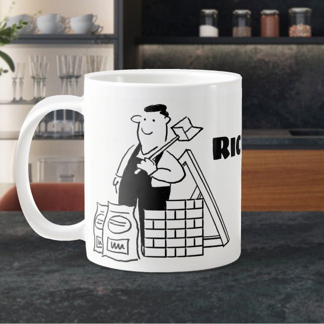 General House Builder Cartoon Jumbo-Tasse (Large Mug for a Builder)