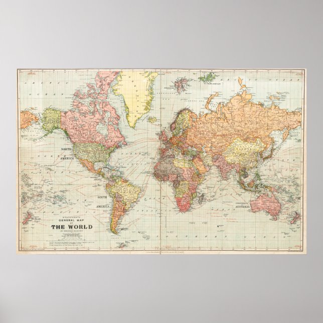 General Map of the World Poster (Vorne)