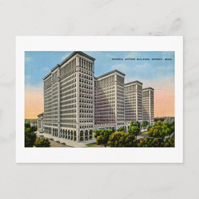 General Motors Gebäude, Detroit, Michigan Postkarte (Vorderseite)
