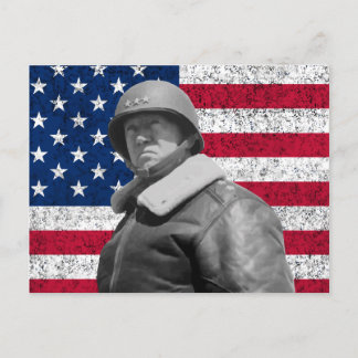 General Patton und die amerikanische Flagge Postkarte