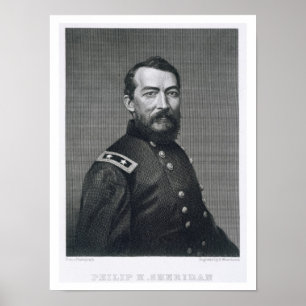 General Philip Sheridan, graviert aus einem Foto Poster
