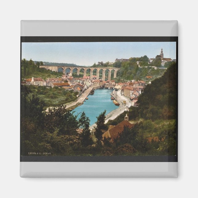 General view, Dinan, Frankreich Vintag Fotochrom Magnet (Vorne)