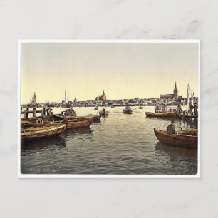 General view, Rostock, Mecklenburg-Schwern, Deutsc Postkarte