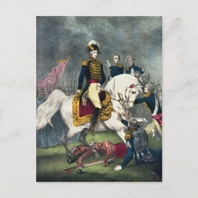 General William H. Harrison bei der Schlacht Postkarte (Vorderseite)