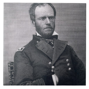 General William Tecumseh Sherman, graviert nach a Fliese