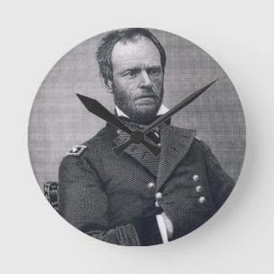 General William Tecumseh Sherman, graviert nach a Runde Wanduhr