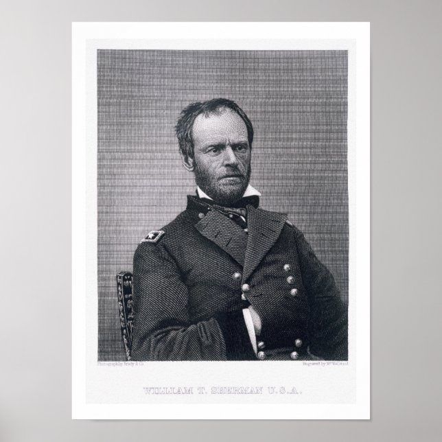 General William Tecumseh Sherman, graviert nach Poster (Vorne)