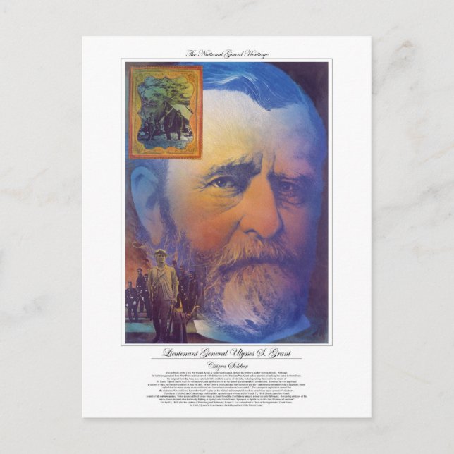 Generalleutnant Ulysses Grant Citizen Soldier Postkarte (Vorderseite)