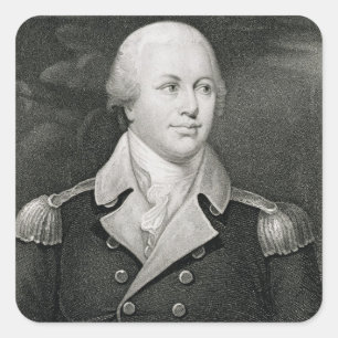 Generalmajor Nathaniel Greene (1742-86), in Gravur Quadratischer Aufkleber