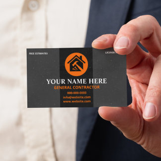 Generalunternehmer Moderne Holzkohle & Orange Visitenkarte
