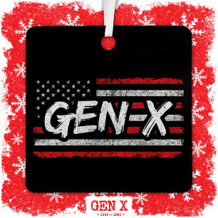 Generation X - Amerikanische Flagge - Proud Gen Xe Ornament Aus Metall