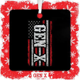 Generation X Amerikanische Flagge Stolzer Gen Xer Ornament Aus Metall