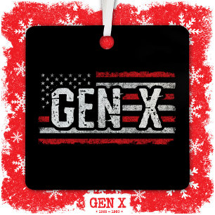 Generation X Gen Xer American Flag Proud Gen X Ornament Aus Metall