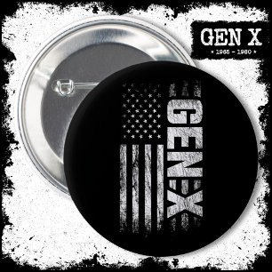 Generation X Gen Xer Gen X American Flag Gen X Button