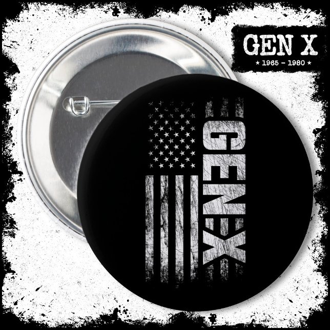 Generation X Gen Xer Gen X American Flag Gen X Button (Von Creator hochgeladen)