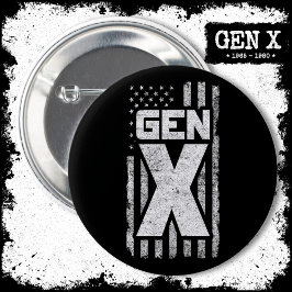 Generation X Gen Xer Proud American Flag Gen X Button