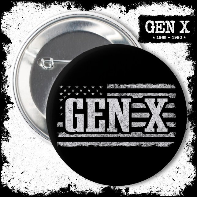 Generation X Gen Xer Proud American Flag Gen X Button (Von Creator hochgeladen)