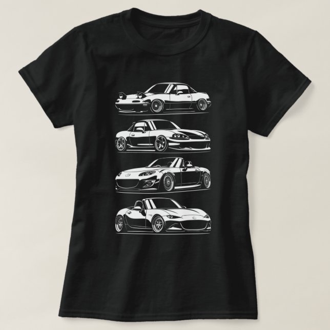 Generationen. MX5 Miata T-Shirt (Design vorne)