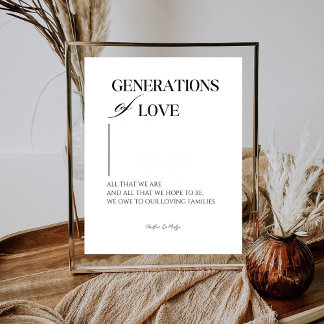 Generationen von Liebe Elegante Minimalistische Ho Sockelschild