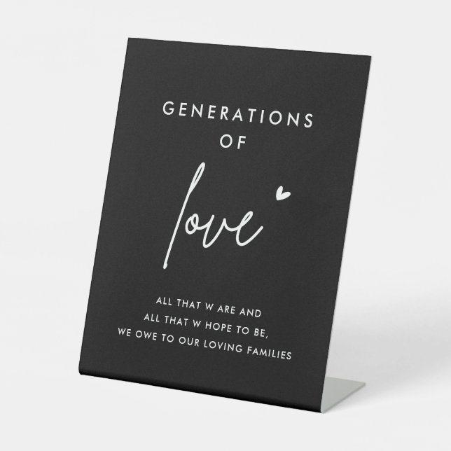 Generationen von Liebe-Hochzeitstag-Zeichen Sockelschild (Vorderseite)