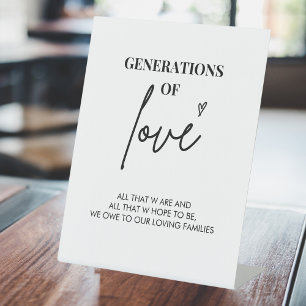 Generationen von Liebe   Modernes Hochzeitszeichen Sockelschild