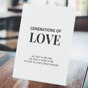Generationen von Liebe Modernes Hochzeitszeichen Sockelschild