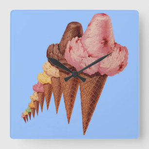 generations of ice cream cones quadratische wanduhr