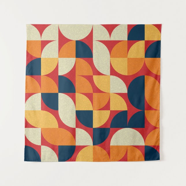Generative Kunst: Bunte Quarterzirkel Wandteppich (Vorderseite)