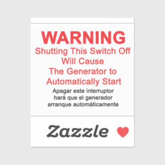 Generator startet automatisch - WARNHINWEIS Aufkleber