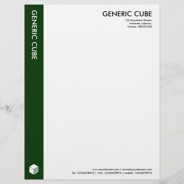 Generic Cube - Dunkelgrün Briefbogen (Vorderseite)