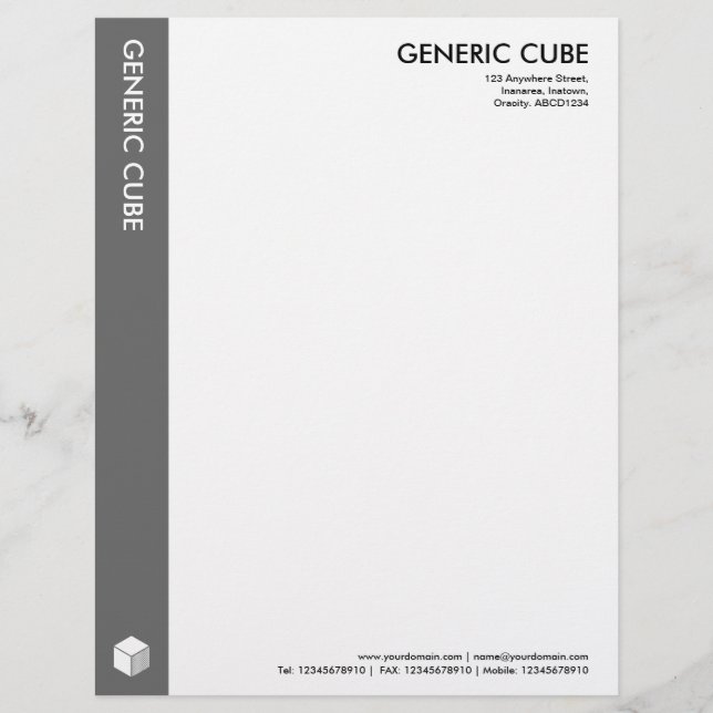 Generic Cube - Grau Briefkopf (Vorderseite)