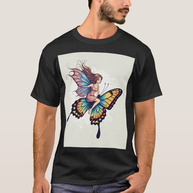 Generieren Sie ein magisches Bild einer Fee Reiten T-Shirt (Vorderseite)
