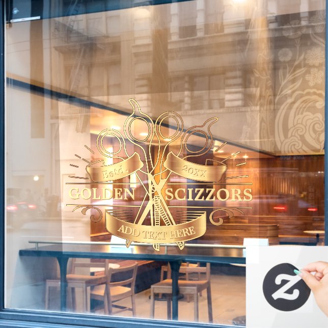 Generische goldene Friseursalonfront anpassen Fensteraufkleber (Café-Fenster)
