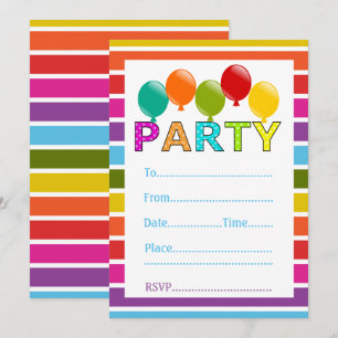 Generische mehrfarbige Ballon-Party Einladung