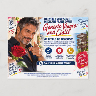Generisches Viagra & Cialis Medicare-Versorgungsüb Postkarte