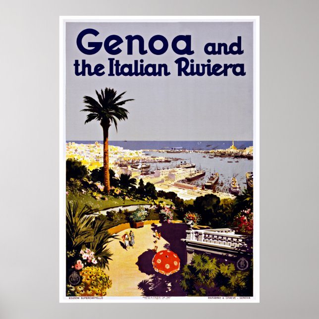 Gênes Riviera italienne - Affiches Vintage voyage (Devant)