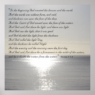 Genèse Bible Citation Christian Création Poster Me
