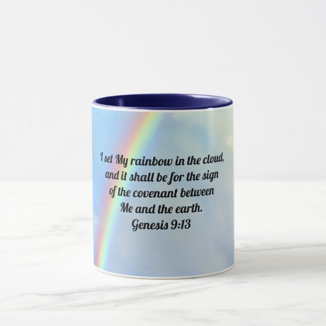 Genèse Bible Verse Rainbow Art Mug Cup (Centre)
