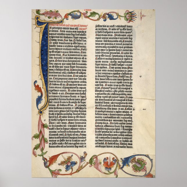 Genèse biblique Gutenberg page 1 Poster (Devant)