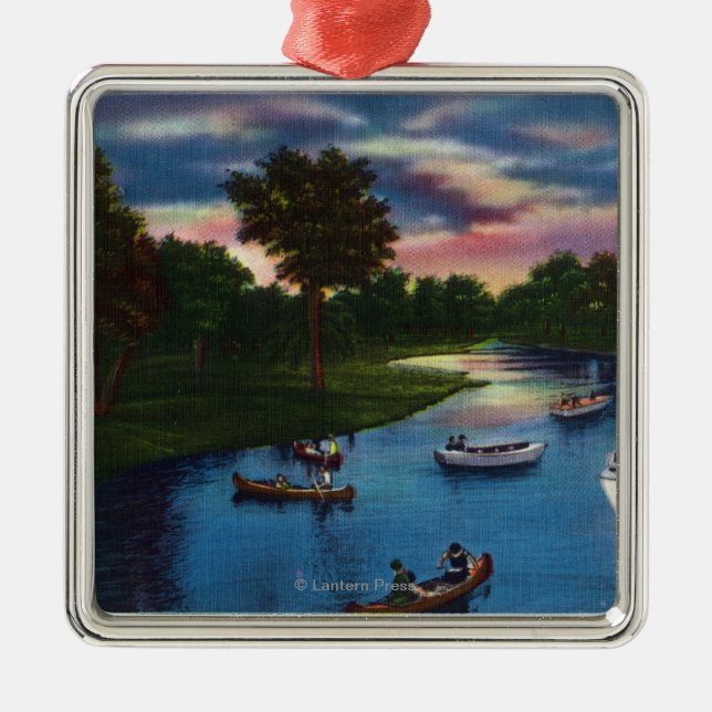 Genesee Tal-Park-Bootfahrt-Szene Ornament Aus Metall (Vorne)