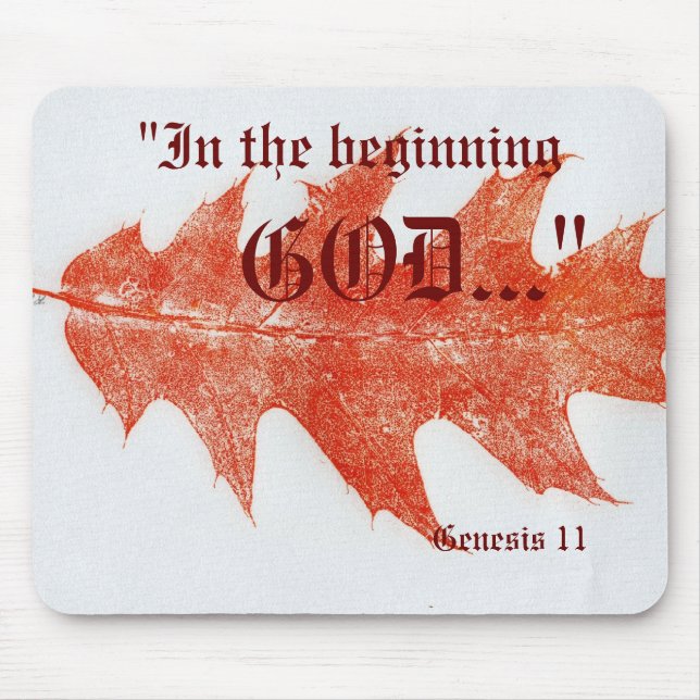 "Genesis 1:1" Leaf Nature print Mousepad (Vorne)