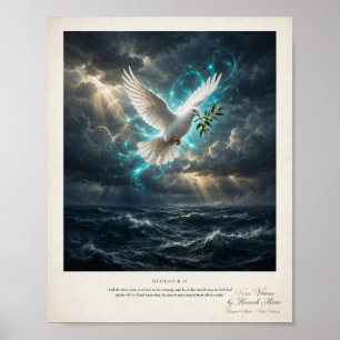 Genesis 8 11 KJV Hoffnung nach dem Sturm Weiße Tau Poster