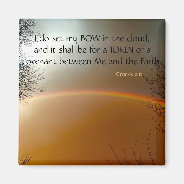 Genesis Bible Verse Rainbow Foto Christlich Magnet (Vorne)