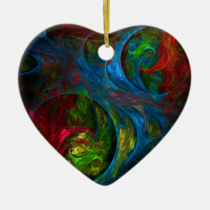 Genesis Blue Abstract Art Heart Ornament