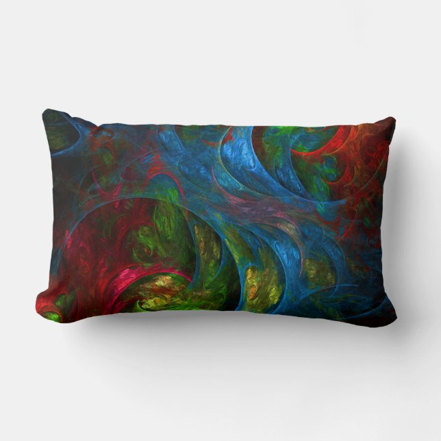 Genesis Blue Abstrait Art Lumbar Coussin (Recto)
