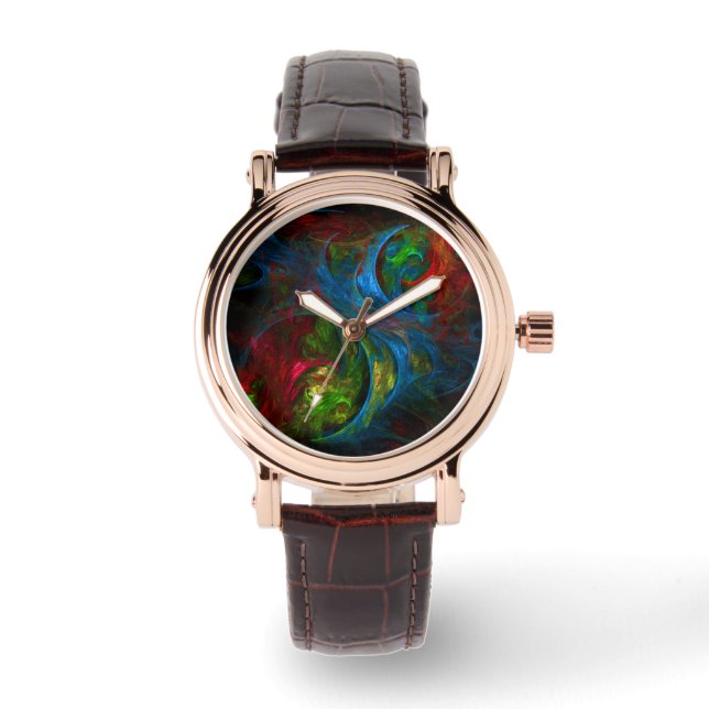 Genesis Blue Abstrakt Art Armbanduhr (Vorderseite)
