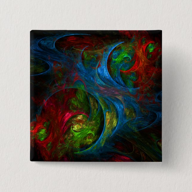 Genesis Blue Abstrakt Art Button (Quadrat) (Vorderseite)