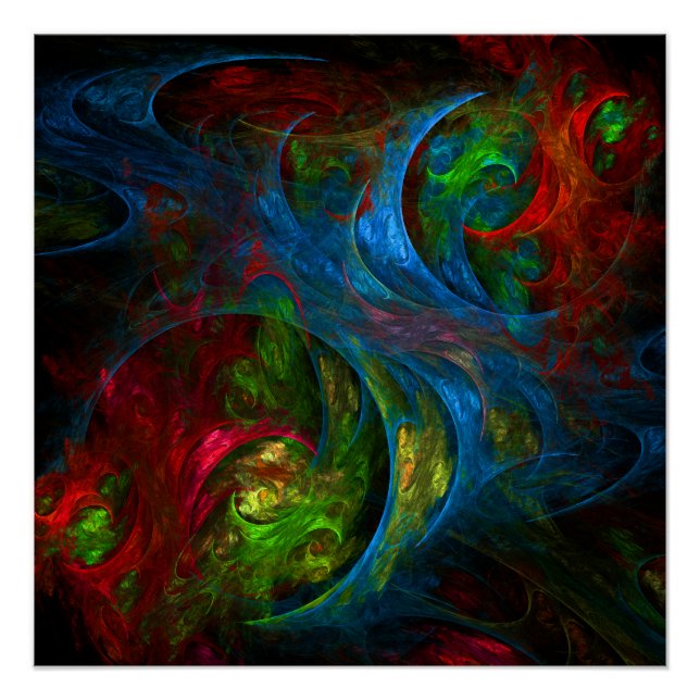 Genesis Blue Abstrakt Art Poster (Vorderseite)