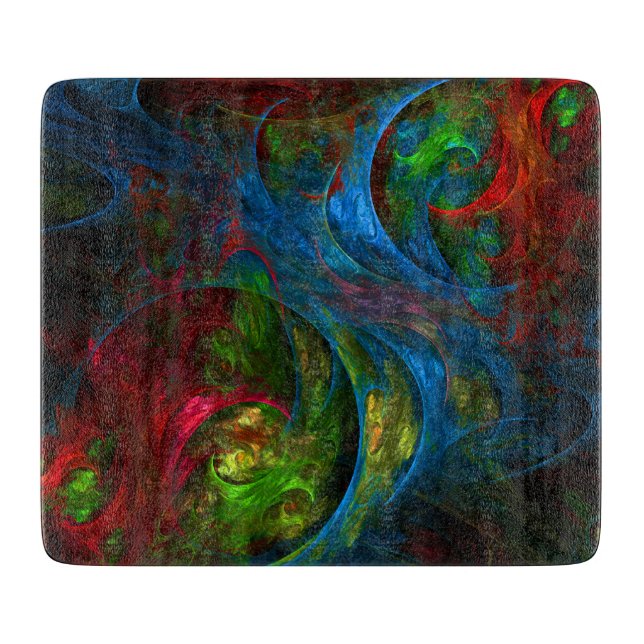Genesis Blue Abstrakt Art Rectangle Schneidebrett (Vorderseite)